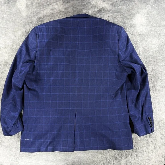 Lauren Ralph Lauren 48L Navy Blue Windowpane Sports Coat Blazer Suit Jacket - Picture 2 of 6